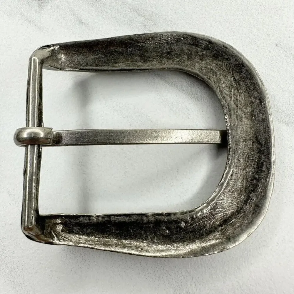 Studded Silver Tone Simple Basic Belt Buckle